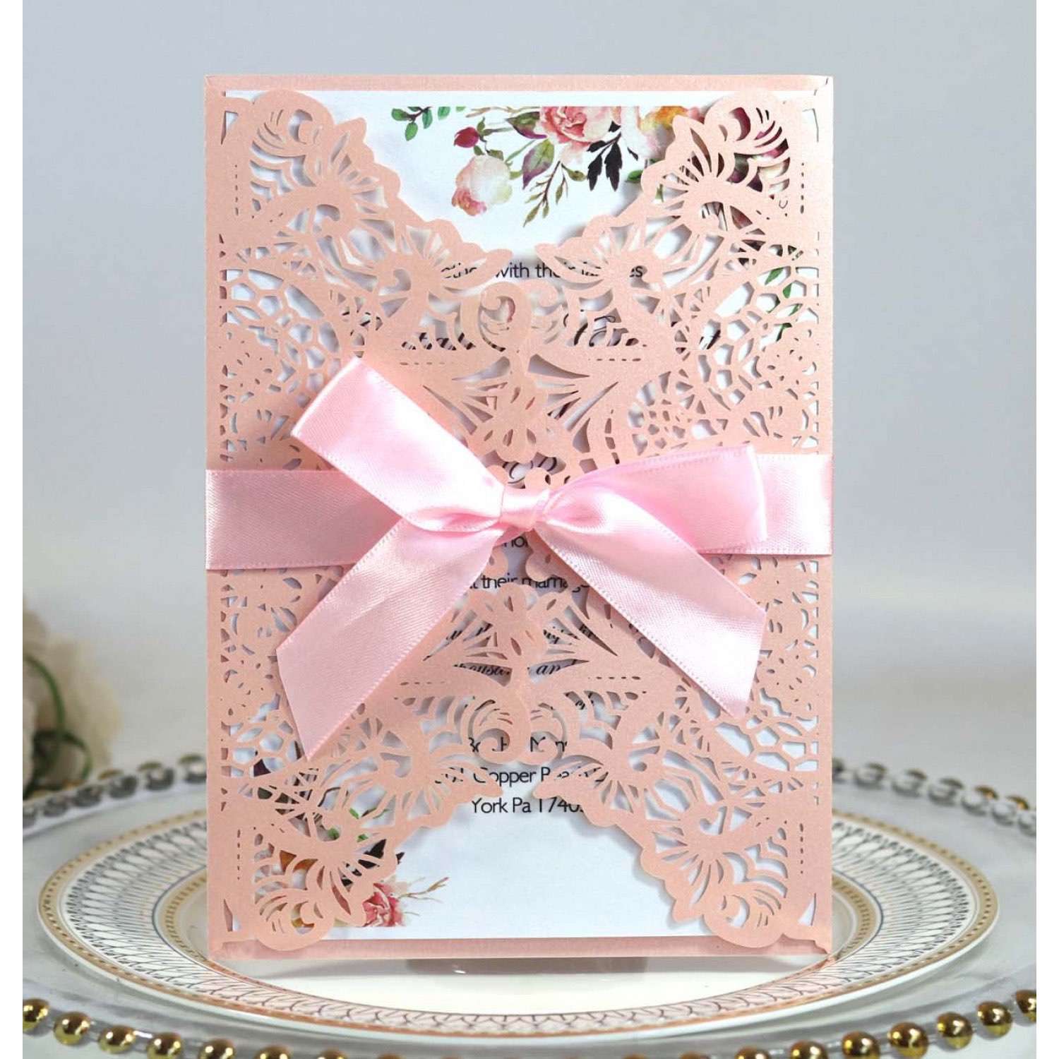 Purple Invitation Card Wedding Decoration Laser Cut Paper Wholesale